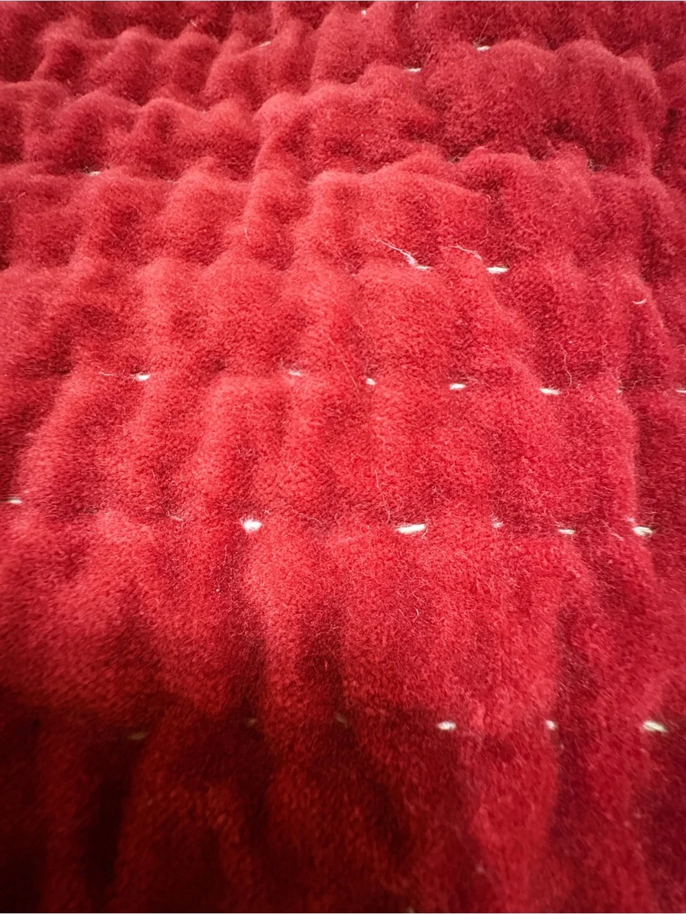 Pottery Barn Euro Shams Handcrafted Ruby Red Velvet Pick Stitch Quilted Set Of 3